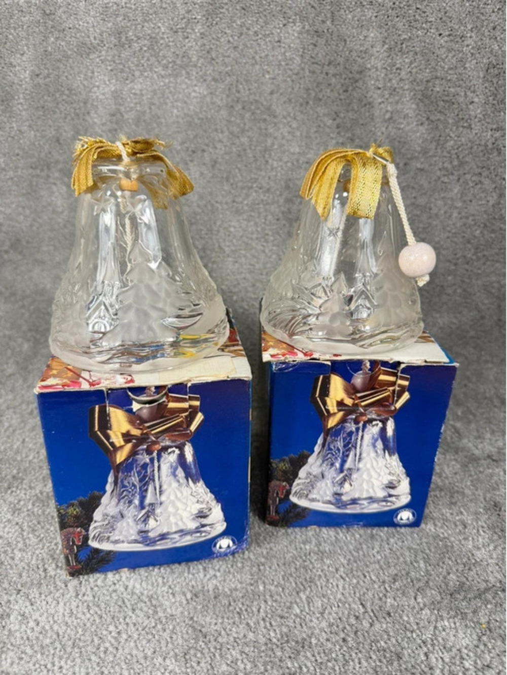 West Germany Walther Glass Crystal Bell Winter Scene Christmas